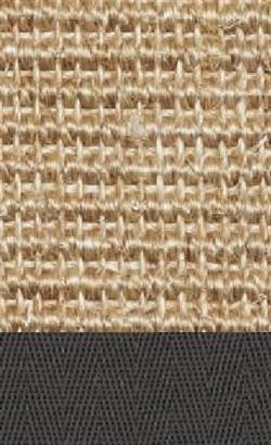Sisal Salvador creme 003 tæppe med kantbånd i granit 045